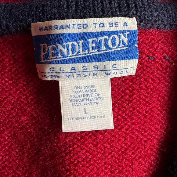 Vintage Pendleton Red Wool Embroidered Vest Button Front Womens L - Picture 3 of 3